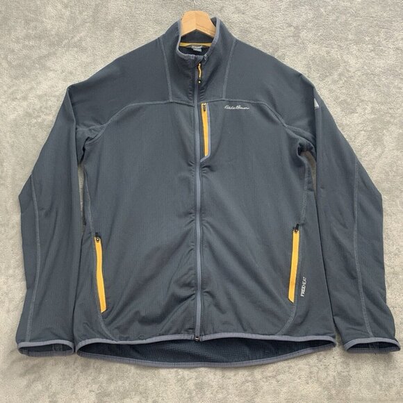 Eddie Bauer Jacket Mens Large Tall Gray First Ascend High Route Grid Full Zip - Picture 1 of 8